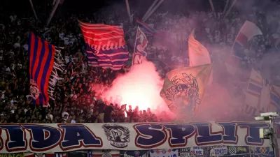 Soccer Football - UEFA Conference League - Hajduk Split v Ajax Amsterdam - Poljud Stadium, Split, Croatia - October 15, 2026 Hajduk Split let off flares in the stands during the match REUTERS/Miroslav Lelas