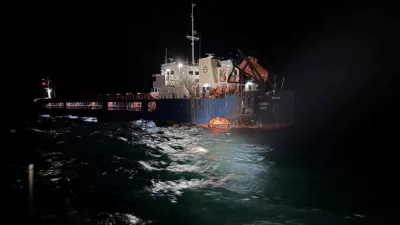 A view shows a vessel that was hit by a drone in the Black Sea, in this handout image released by the Bulgarian Interior Ministry on October 13, 2026. Bulgarian Interior Ministry/Handout via REUTERS ATTENTION EDITORS - THIS IMAGE HAS BEEN SUPPLIED BY A THIRD PARTY.   TPX IMAGES OF THE DAY