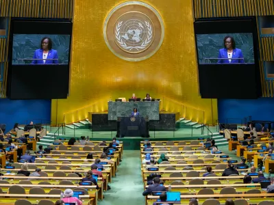 South Sudan's Permanent Representative to the United Nations Cecilia Adout Majok Adeng addresses the 81st session of the United Nations General Assembly at United Nations headquarters, Monday, Sept. 28, 2026. (AP Photo/Yuki Iwamura)
