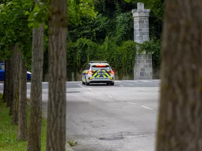 Policijsko vozilo na križi&scaron;ču. Slika je simbolična. 
