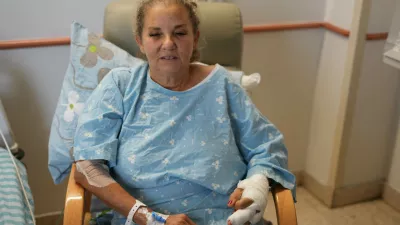 Washington Post photojournalist Heidi Levine receives treatment at Beilinson Hospital in Petah Tikva, Israel, Sunday, Oct. 18, 2026, after being injured in an attack by Israeli settlers while covering clashes that erupted during the Palestinian olive harvest in the West Bank village of Abu Falah on Friday. (AP Photo/Ariel Schalit)