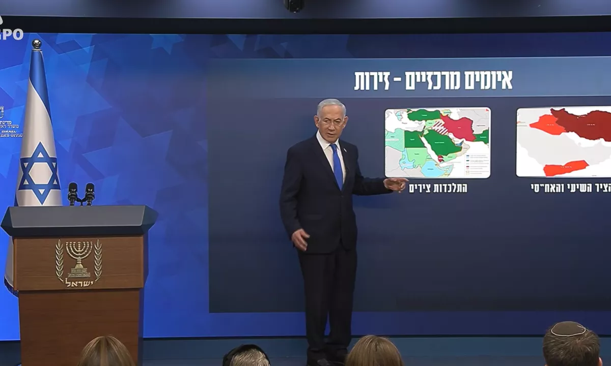 Netanjahu predstavil novo varnostno strategijo z zemljevidom zaveznikov