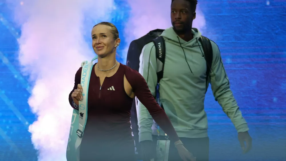 NEW YORK, NEW YORK - AUGUST 26: Gael Monfils of France and Elina Svitolina of Ukraine walk onto the court prior to the Mixed Doubles Semifinal of the US Open against Belinda Bencic of Switzerland and Flavio Cobolli of Italy at USTA Billie Jean King National Tennis Center on August 26, 2026 in New York City. Sarah Stier,Image: 1128668124, License: Rights-managed, Restrictions:, Model Release: no 