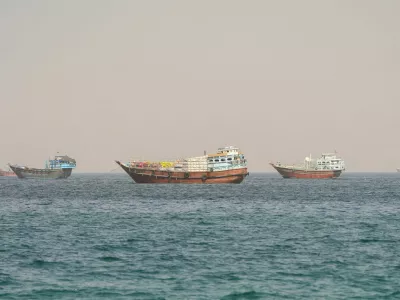 Vessels at the Strait of Hormuz, as seen from Musandam, Oman, October 19, 2026. REUTERS/Stringer
