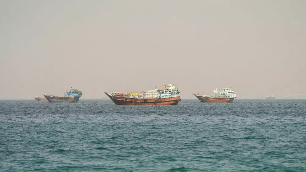 Vessels at the Strait of Hormuz, as seen from Musandam, Oman, October 19, 2026. REUTERS/Stringer