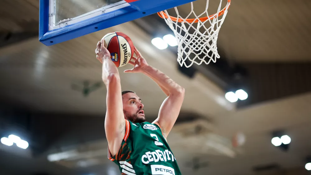 Rok Radović in action during AdmiralBet ABA League 2026/2027 basketball match between Cedevita Olimpija and Cibona in Hala Tivoli, Ljubljana, Slovenia on October 3, 2026. Photo: Filip Barbalic
