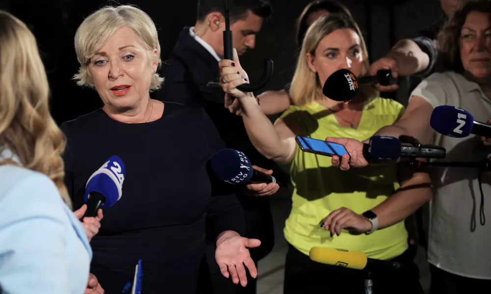 Ljubljana, sedez SDS.Evropske volitve 2024 in posvetovalni referendumi.Volilni stab SDS v pricakovanju rezultatov.Kandidatka SDS na evropskih volitvah Romana Tomc.