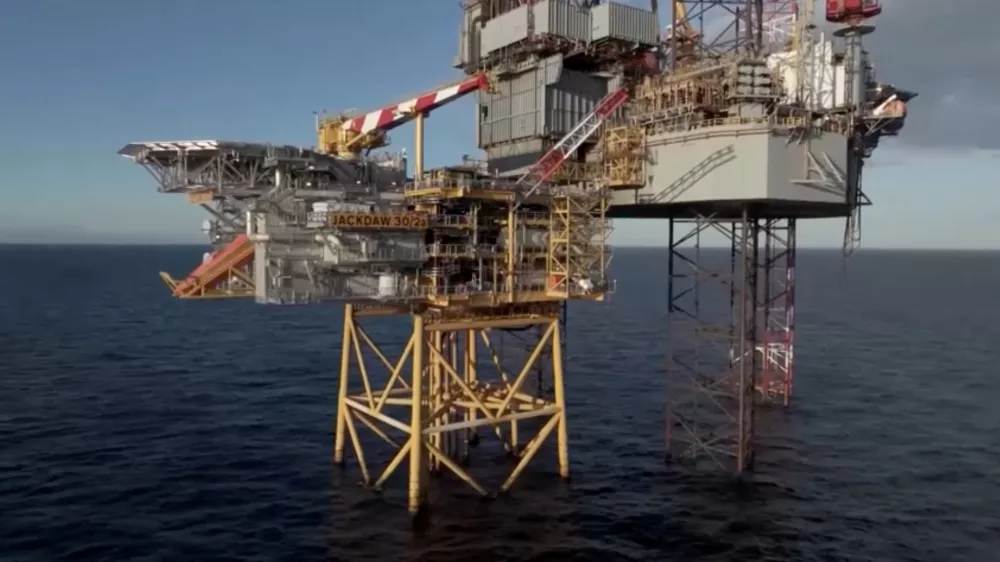 A screengrab from archive drone footage shows the Jackdaw gas field at sea. Adura/Handout via REUTERS  THIS IMAGE HAS BEEN SUPPLIED BY A THIRD PARTY. MANDATORY CREDIT