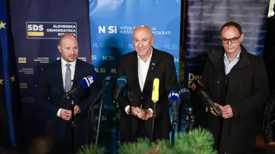 Jernej Vrtovec, Janez Jan&scaron;a, Anžej Logar- 11.10.2026 - referendum o politični policiji in treh posvetovalnih referendumih - stranke SDS, NSi, SLS, Demokrati//FOTO: Jaka Gasar