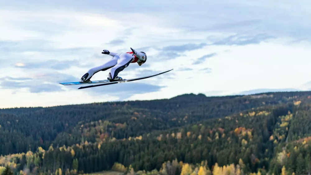 23.10.2026, Vogtland Arena, Klingenthal, GER, FIS Weltcup Ski Sprung, Sommer Grand Prix, Klingenthal, Herren, Einzelbewerb, Qualifikation, im Bild Domen Prevc (SLO) // Domen Prevc (SLO) during the qualification for the men individual competition of Ski Jumping Summer Grand Prix of the FIS Ski Jumping World Cup in Klingenthal, Germany on 2026/10/23. EXPA Pictures &copy; 2026, PhotoCredit: EXPA/ Tadeusz Mieczynski,Image: 1145945741, License: Rights-managed, Restrictions:, Model Release: no 