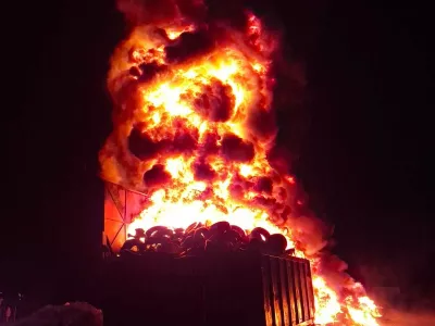 Požar pnevmatik v zbirnem centru Volče pri Tolminu, 23. 10. 2026