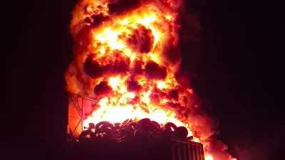 Požar pnevmatik v zbirnem centru Volče pri Tolminu, 23. 10. 2026