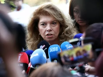 Presidential candidate and incumbent Bulgarian President Iliana Iotova speaks to media after voting during the presidential election, in Sofia, Bulgaria, October 25, 2026. REUTERS/Spasiyana Sergieva