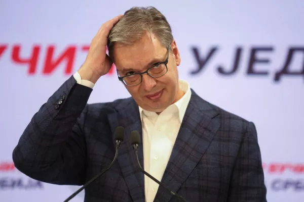Serbia's former President and the ruling Serbian Progressive Party (SNS) prime ministerial candidate Aleksandar Vucic concedes defeat during the parliamentary election in Belgrade, Serbia, October 25, 2026. REUTERS/Zorana Jevtic