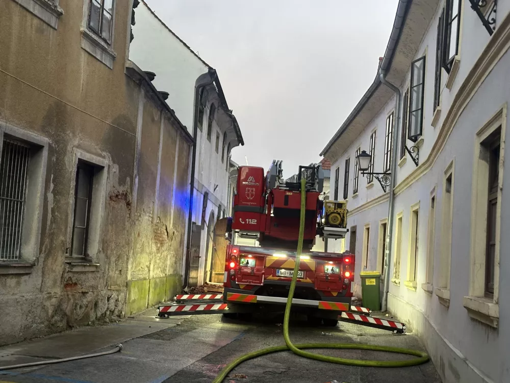 Ptuj.Intervencija ob pozaru na Ptuju.Foto: Dzenana Kmetec