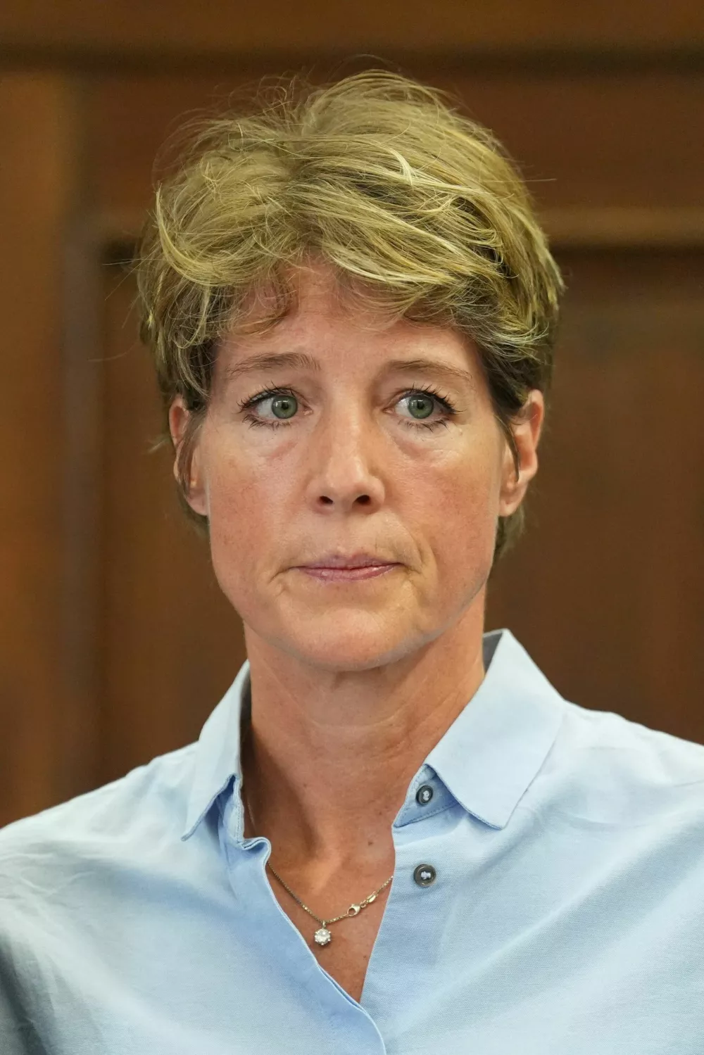 German entrepreneur and gastronome Christina Block waits for the start of her trial at the regional court in Hamburg, Germany, July 11, 2025. Marcus Brandt/Pool via REUTERS