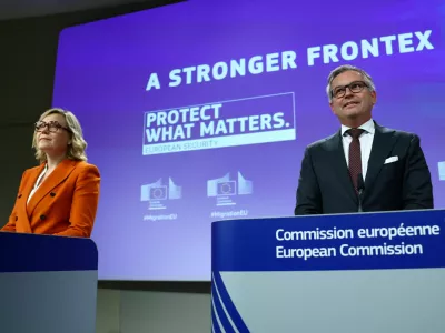 Izvr&scaron;na podpredsednica Evropske komisije Henna Virkkunen in evropski komisar za migracije Magnus Brunner 