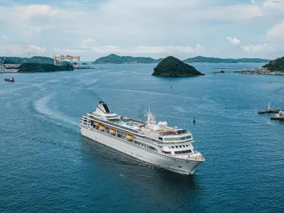 This photo attained as part of the press kit by the Odyssey shows the U.S. cruise ship in Japan. (Odyssey via AP)