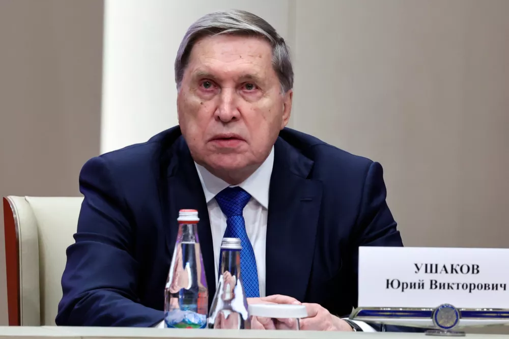 Russian Presidential foreign policy adviser Yuri Ushakov attends a Kyrgyzstan-Russia talk at the Administrative complex Yntymak-Manas Ordo, in Bishkek, Kyrgyzstan, on Wednesday, Nov. 26, 2025. (Alexander Kazakov, Sputnik, Kremlin Pool Photo via AP)