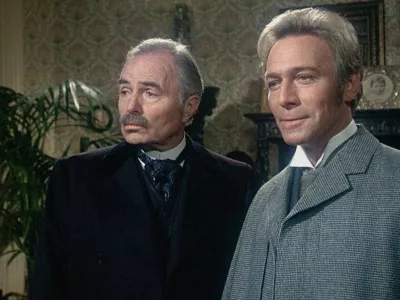 MEURTRE PAR DECRETMURDER BY DECREE1979de Bob ClarkJames MasonChristopher Plummer.d'apres le personnage Sherlock Holmes de Sir Arthur Conan Doylebased on the character Sherlock Holmes created by Sir Arthur Conan Doyled'apres le livre de Elwyn Jones, Stephen Knight et John Lloydbased on the book by Elwyn Jones, Stephen Knight 1800's; 19eme siecle; 19th century; XIXeme siecle; epoque victorienne; victorian era; sherlock holmes; Dr. Watson,Image: 698735907, License: Rights-managed, Restrictions: Restricted to editorial use related to the film or the individuals involved (producers, directors, authors, actors, etc.)The rights of publicity of any person depicted in the photos are not grantedMandatory credit of the film company and photographer, Model Release: no / Foto: Famous Players - Highlight - Canadian Film Development Corporation (cfdc) - Murder By Decree Productions