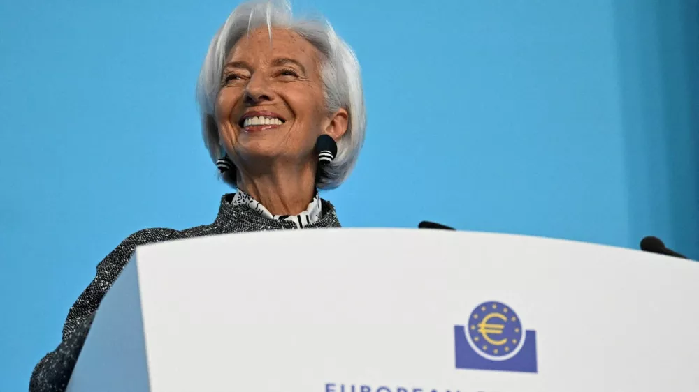 FILE PHOTO: European Central Bank (ECB) President Christine Lagarde reacts as she addresses the press following the ECB's Governing Council meeting, at the ECB headquarters in Frankfurt, Germany, March 19, 2026. REUTERS/Jana Rodenbusch/File Photo