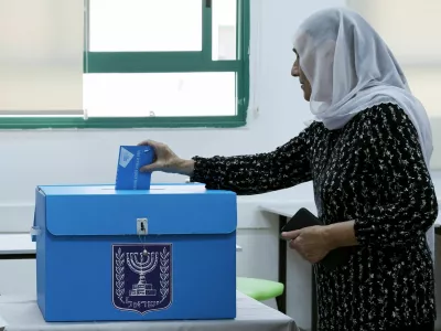 A woman from the Druze minority votes in the Israeli national election in the Druze village of Daliyat al-Carmel, northern Israel, October 27, 2026. REUTERS/Ammar Awad