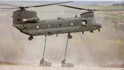 Chalk getting dropped at the Kiwi. An RAF Chinook helicopter has dropped ten tonnes of chalk on a hillside - to restore a giant kiwi.The 'Bulford Kiwi' is a large depiction of the famous antipodean bird set in the chalk on Beacon Hill, above the village of Bulford on Salisbury Plain in Wiltshire.It was carved by soldiers from the New Zealand Expeditionary Force who were waiting to return home following the end of World War One in 1919.Recently, several organisations took it upon themselves to give the Kiwi its annual 'makeover' - which even saw an RAF Chinook helicopter flying over the site and dropping 10 tonnes of chalk.Photo released 09/04/2026,Image: 1089868767, License: Rights-managed, Restrictions: Editorial use, commercial use may require additional licenses. We don't use AI to make images which could be mistaken for news photos. AI use will be clearly indicated. Supplied on condition you ensure personal data is processed in compliance with UK GDPR, Model Release: no 