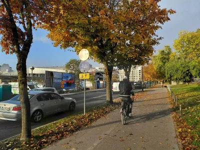 Dvosmerna kolesarska steza ob Vilharjevi kljub prometnim znakom nekaterim kolesarjem povzroča zmedo. Foto: Vesna Levičnik
