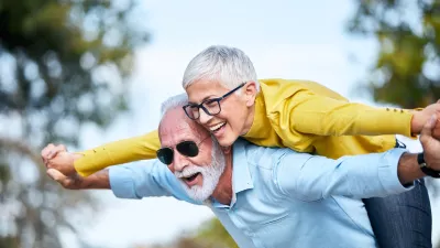 portrait of happy smiling senior couple outdoors